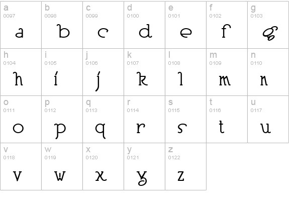 HeberlingCasualNF Bold lowercase a-z preview