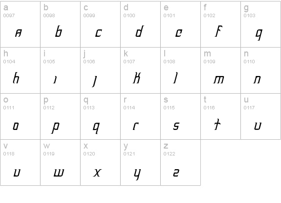 Heckler-RegularItalic lowercase a-z preview