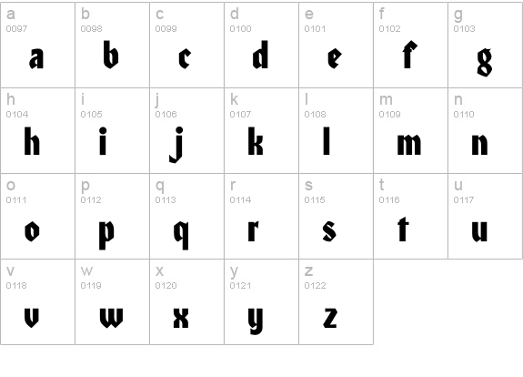Heidelberg-Normal lowercase a-z preview