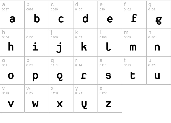 Heimat Mono Bold lowercase a-z preview