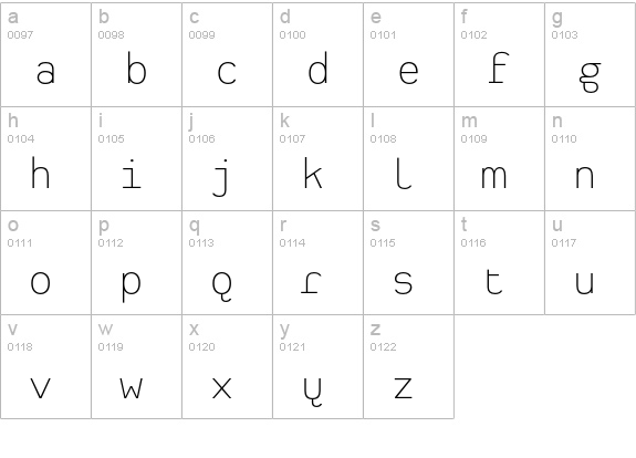 Heimat Mono ExtraLight lowercase a-z preview