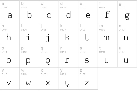 Heimat Mono Light lowercase a-z preview