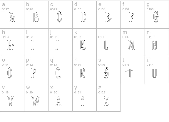 Helena-Outline lowercase a-z preview