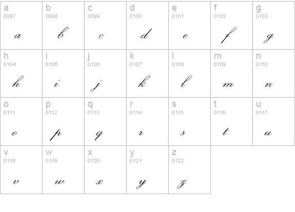 HelenaScript lowercase a-z preview