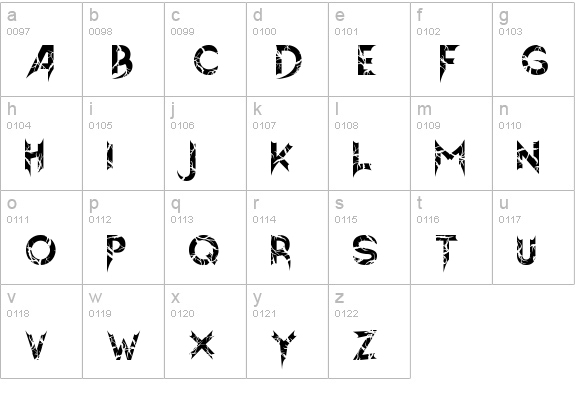 Hellion Roots lowercase a-z preview