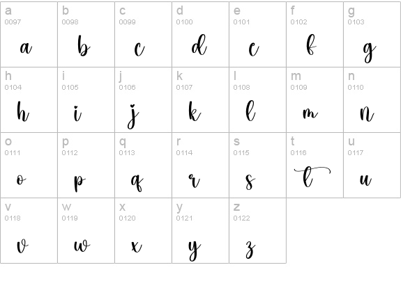 Hello Amellia lowercase a-z preview