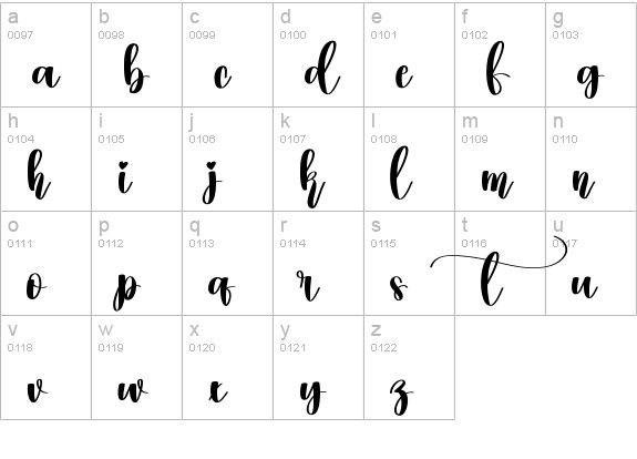 Hello Calligraphys lowercase a-z preview