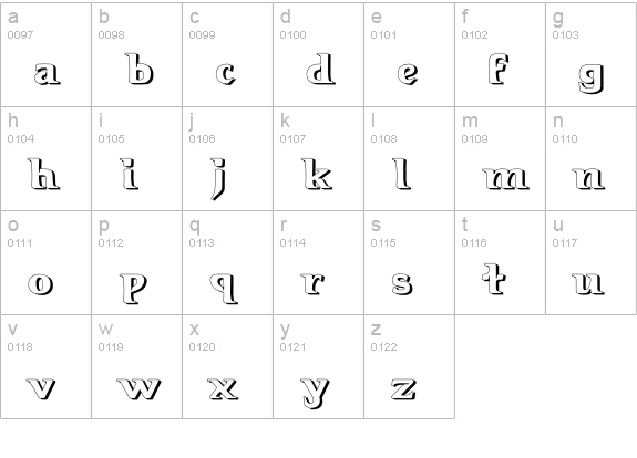 Hellraiser3 Shadow Shadow lowercase a-z preview