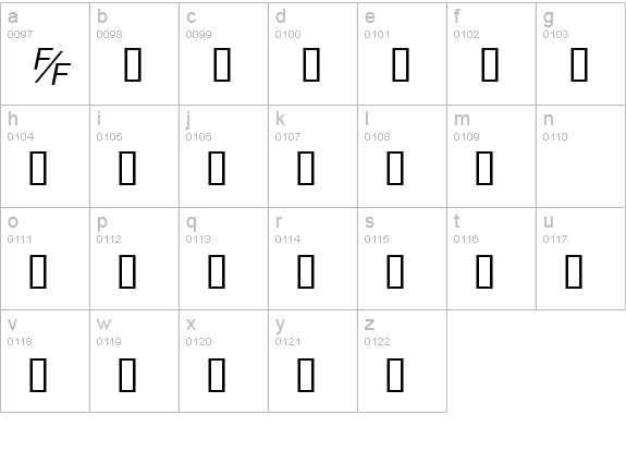 HelvFE Oblique lowercase a-z preview