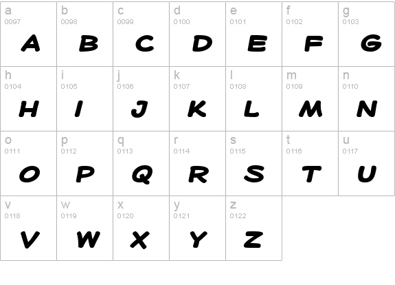 Heroid Bold lowercase a-z preview