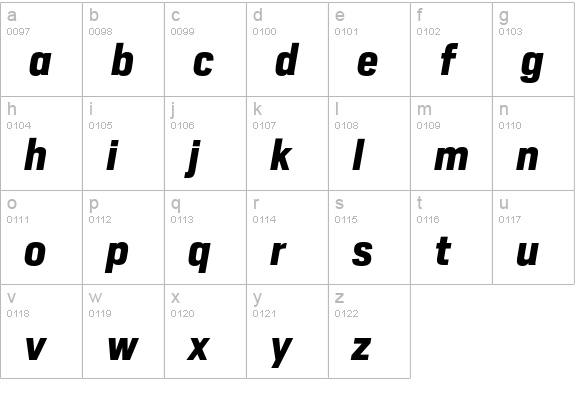 HeronSans Bold Italic lowercase a-z preview