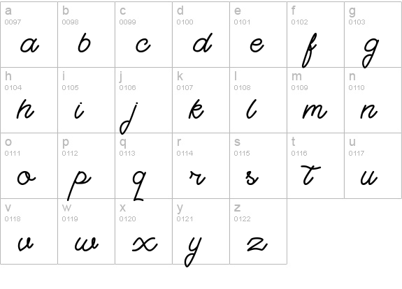Highday Script lowercase a-z preview