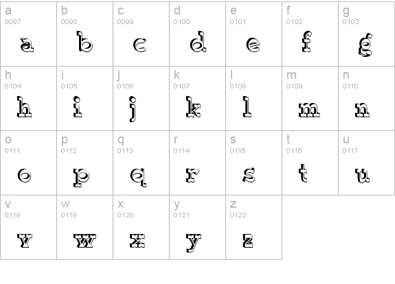 Hillbilly lowercase a-z preview