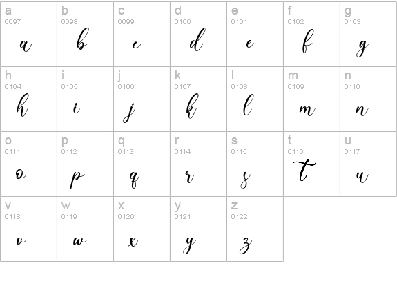 Historis Script Font lowercase a-z preview