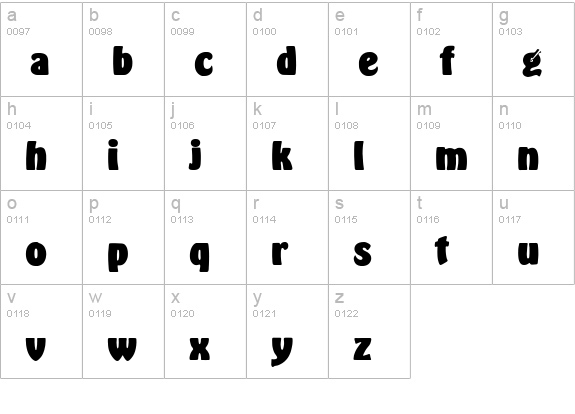 Hobo-Xbold-Regular lowercase a-z preview