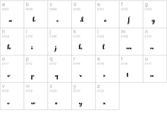 Holly-Script lowercase a-z preview