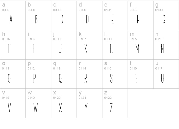 Horror Narrow lowercase a-z preview