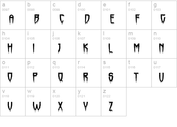 Horrorfind lowercase a-z preview