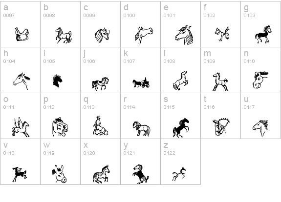 horsedings lowercase a-z preview