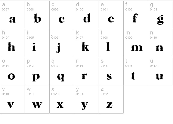 HorshamAntique-Bold lowercase a-z preview