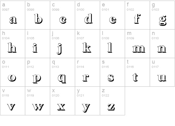 HorshamShadow-Bold lowercase a-z preview