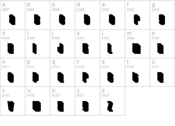 HouseGothic 3DShadow lowercase a-z preview