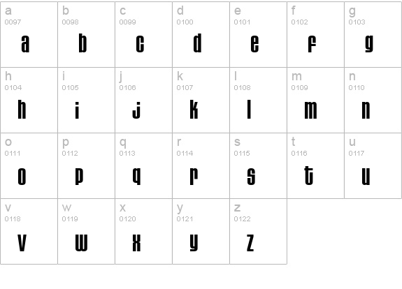 HouseGothic BoldFour lowercase a-z preview