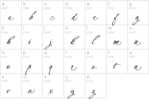 Hurricane Swash lowercase a-z preview