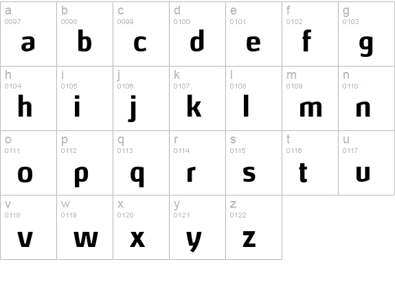 Hybrea Bold lowercase a-z preview