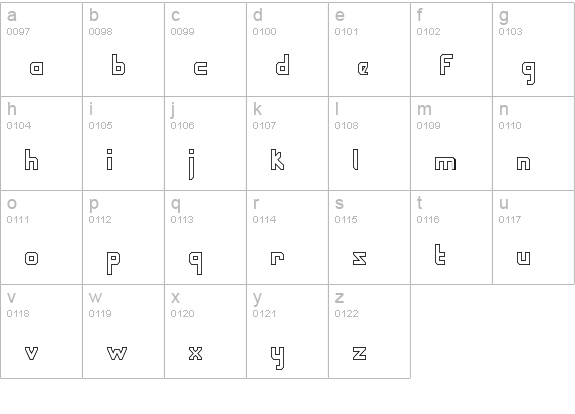 Hyperdigital Outline lowercase a-z preview