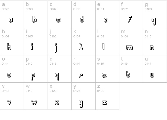 Hyperdigital Shadow lowercase a-z preview
