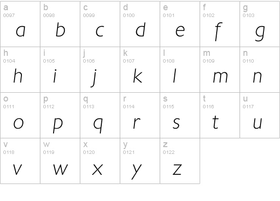 Ichantilly Xlight lowercase a-z preview