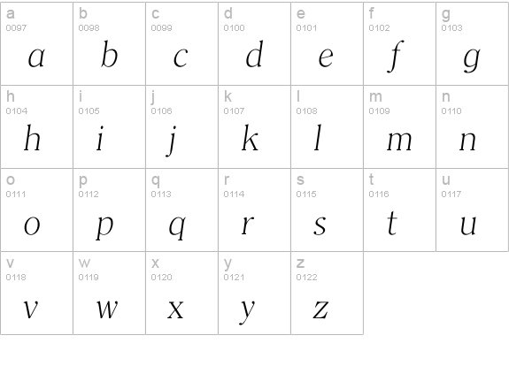 Iclerface Xlight lowercase a-z preview