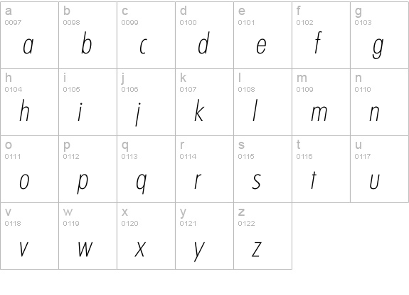 Iclimerick Xlight lowercase a-z preview