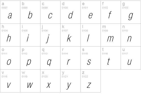Icolnova Light lowercase a-z preview