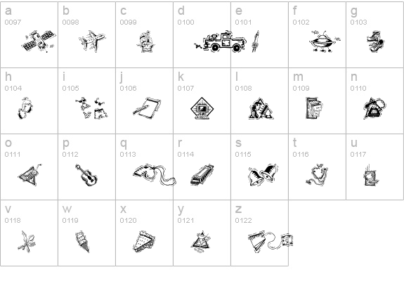 Iconettes lowercase a-z preview