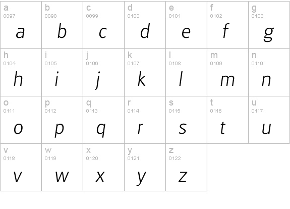 Iglasgow Xlight lowercase a-z preview