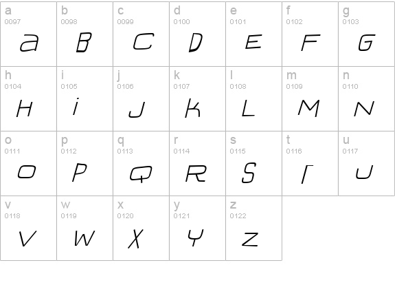 IguanaLover BTN Lt Oblique lowercase a-z preview
