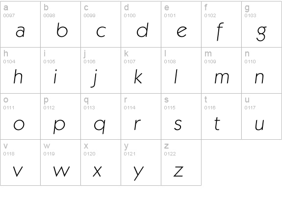 Ikabel Xlight lowercase a-z preview