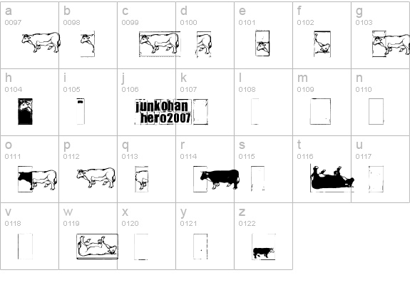 IKHIOOGLAcow lowercase a-z preview