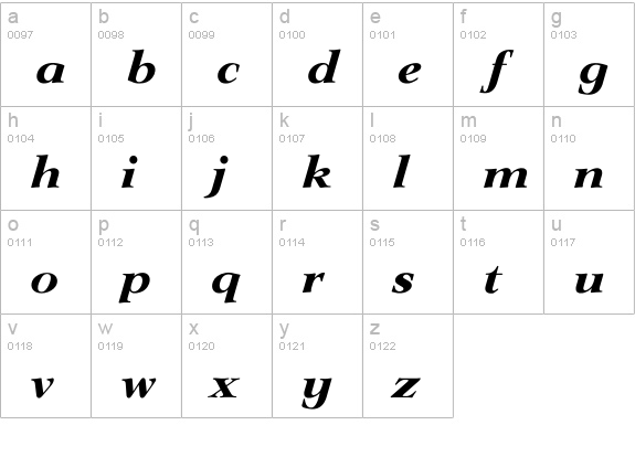Ilingwood Bold lowercase a-z preview