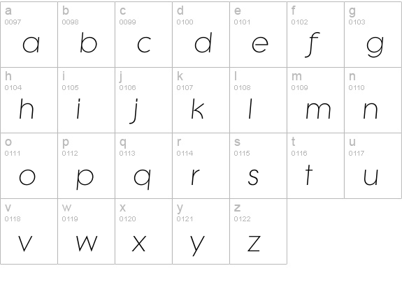 Ilitera Light lowercase a-z preview