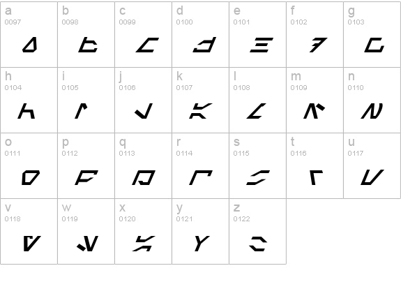 Imperial Code Italic lowercase a-z preview