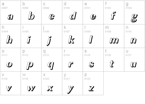 ImperialSh-Xbold-Italic lowercase a-z preview