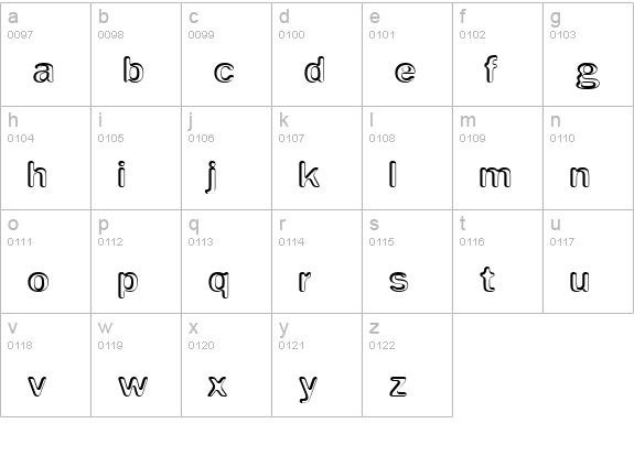 Impressed Metal lowercase a-z preview