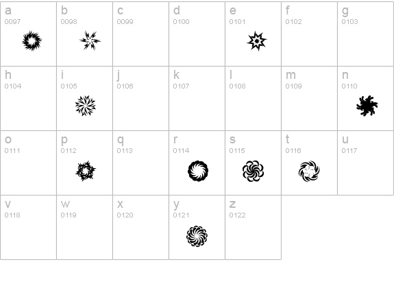 In The Zone Dingbats lowercase a-z preview