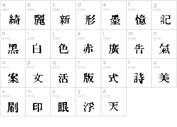In_kanji lowercase a-z preview