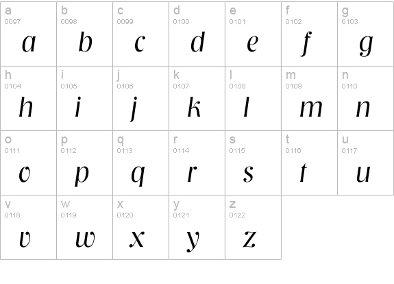Inashville Light lowercase a-z preview
