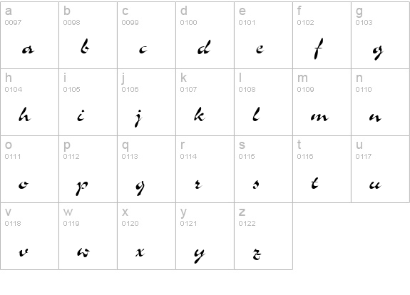 Inferno lowercase a-z preview