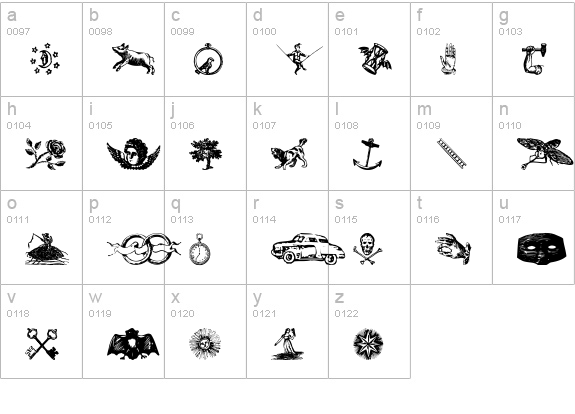 Infinite Dingbats lowercase a-z preview